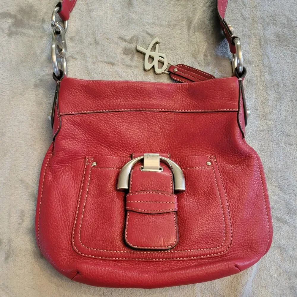 B.Makowsky Women's Crossbody Bag Genuine Leather, Raspberry Red Chic Minimalist